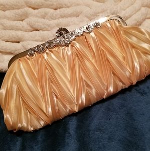 Formal Yellow Satin Clutch w/ Rhinestone Clasp